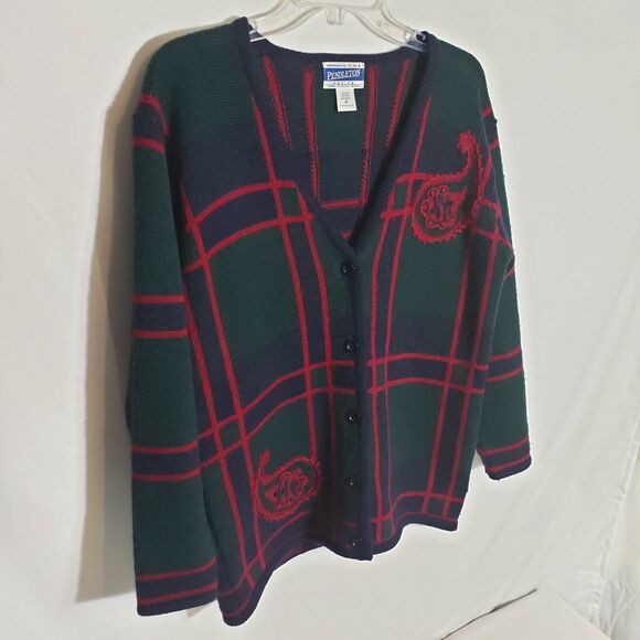 Pendleton Women's Sweater Petite Medium Cardigan Wool Button Front V-Neck Green - Picture 5 of 11